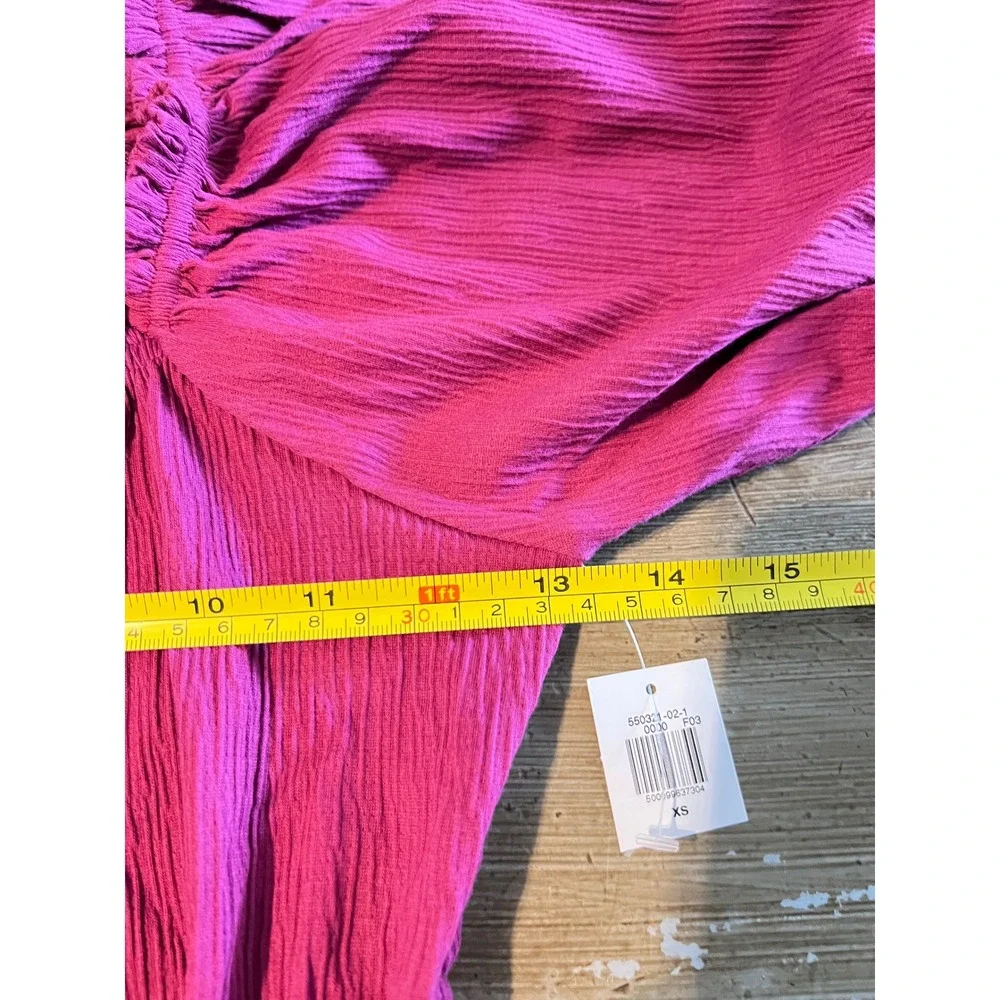 NEW Old Navy XS Pink Puff-Sleeve‎ Smocked Babydoll Blouse Boysenberry Juice Pink